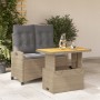 Set comedor de jardín 2 pzas con cojines ratán sintético beige en Conjuntos de jardín | Comprar online en Foru.es