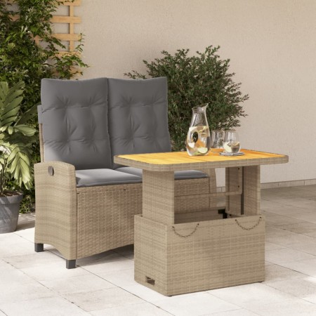 Set comedor de jardín 2 pzas con cojines ratán sintético beige en Conjuntos de jardín | Comprar online en Foru.es