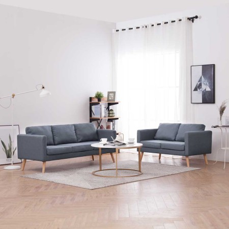 Set de sofás de 2 y 3 plazas de tela gris oscuro en Sofás | Comprar online en Foru.es