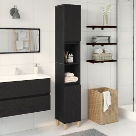 Armario de baño Negro Roble 30x30x190 cm Madera elaborada de , Tocadores de baño - Ref: Foro24-862805, Precio: 85,22 €, Descu...