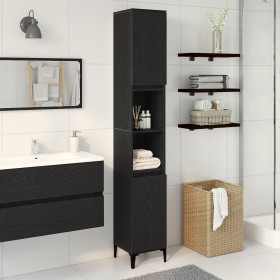 Armario de Baño Negro Roble 30x30x190 cm Madera Elaborada de , Tocadores de baño - Ref: Foro24-862806, Precio: 87,75 €, Descu...