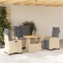 Set de comedor jardín con cojines 4 pzas ratán sintético beige en Conjuntos de jardín | Comprar online en Foru.es