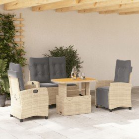 Set de comedor jardín con cojines 4 pzas ratán sintético beige en Conjuntos de jardín | Comprar online en Foru.es