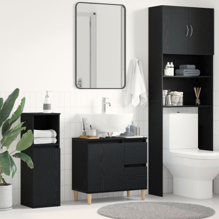 Gabinete de fregadero Madera de roble negra 65x33x60 cm Madera elaborada de , Tocadores de baño - Ref: Foro24-862811, Precio:...