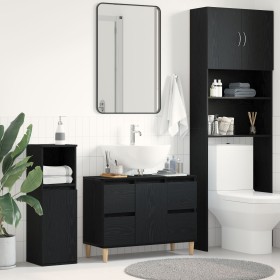 Gabinete de Lavabo Negro Roble 80x33x60 cm Madera Elaborada de , Tocadores de baño - Ref: Foro24-862813, Precio: 94,20 €, Des...