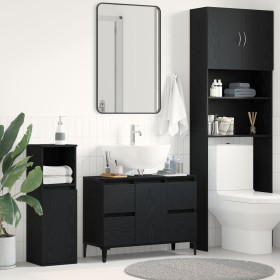 Gabinete para lavabo de baño negro roble 80x33x60 cm de madera de , Tocadores de baño - Ref: Foro24-862814, Precio: 97,68 €, ...