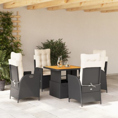 Set de muebles jardín 5 pzas con cojines ratán sintético negro en Conjuntos de jardín | Comprar online en Foru.es
