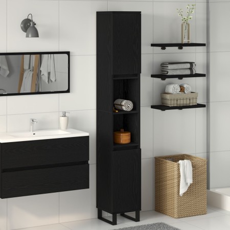 Gabinete de baño Negro Roble 30x30x190 cm Madera elaborada de , Tocadores de baño - Ref: Foro24-862883, Precio: 91,02 €, Desc...
