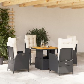 Set de muebles jardín 5 pzas con cojines ratán sintético negro en Conjuntos de jardín | Comprar online en Foru.es