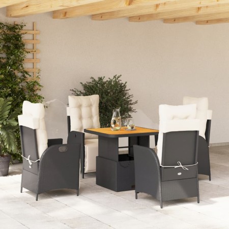 Set de muebles jardín 5 pzas con cojines ratán sintético negro en Conjuntos de jardín | Comprar online en Foru.es