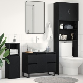 mueble de baño lavabo negro roble 80x33x60 cm madera elaborada de , Tocadores de baño - Ref: Foro24-862895, Precio: 120,07 €,...