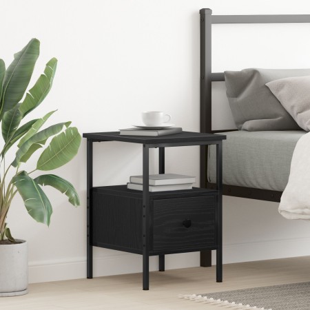 Cabinet de Noche  Negro Roble 34x36x50 cm Madera Elaborada y Acero | Foro24.es | Tu tienda online para hogar, jardín y más Foro24.es