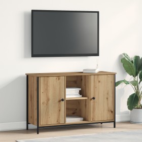 mueble de TV Negro Roble 101x35x65 cm Madera Técnica y Acero de , Muebles TV - Ref: Foro24-862926, Precio: 93,38 €, Descuento: %