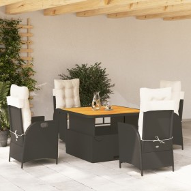 Set de muebles jardín 5 pzas con cojines ratán sintético negro en Conjuntos de jardín | Comprar online en Foru.es