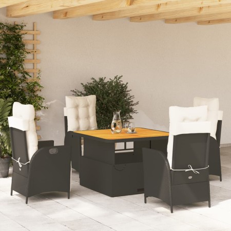 Set de muebles jardín 5 pzas con cojines ratán sintético negro en Conjuntos de jardín | Comprar online en Foru.es