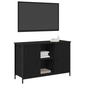 Cabinet para TV Roble Negro 101x35x65 cm Madera Elaborada y Acero de , Muebles TV - Ref: Foro24-862927, Precio: 98,57 €, Desc...