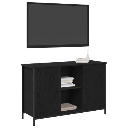 Cabinet para TV Roble Negro 101x35x65 cm Madera Elaborada y Acero de , Muebles TV - Ref: Foro24-862927, Precio: 98,57 €, Desc...