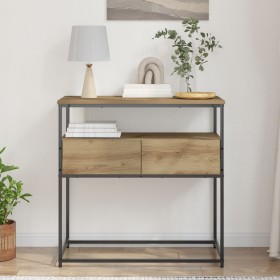 Mesa Consola Artisan Roble 75x40x75 cm Madera Compuesta y Acero de , Mesas auxiliares - Ref: Foro24-862937, Precio: 76,00 €, ...