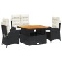 Juego comedor jardín 4 piezas con cojines ratán sintético negro en Conjuntos de jardín | Comprar online en Foru.es