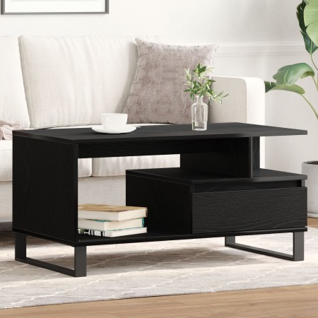 Mesa de Café Negra de Roble 90x49x45 cm de Madera Elaborada de , Mesas de centro - Ref: Foro24-862969, Precio: 99,80 €, Descu...