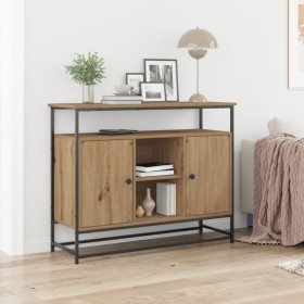 Aparador de Roble 100x35x80 cm Madera de Ingenieria y Acero de , Aparadores - Ref: Foro24-862977, Precio: 108,57 €, Descuento: %