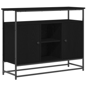 Consola Negro Roble 100x35x80 cm Madera Ingenierizada y Acero de , Aparadores - Ref: Foro24-862978, Precio: 112,42 €, Descuen...