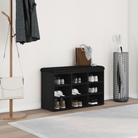 Banco de Almacenamiento Negro Roble 80x30x48 cm Madera Ingenierizada de , Bancos para recibidores y almacenamiento - Ref: For...