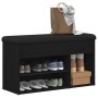 Banco de almacenamiento Negro Roble 80x30x45 cm Madera Compensada de , Bancos para recibidores y almacenamiento - Ref: Foro24...