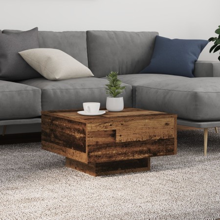 Mesa de Café con Luces LED Madera Vieja 55x55x31 cm de , Mesas de centro - Ref: Foro24-862994, Precio: 65,39 €, Descuento: -5%%