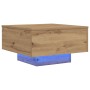Mesa de café con luces LED Roble Artesano 55x55x31 cm de , Mesas de centro - Ref: Foro24-862995, Precio: 65,39 €, Descuento: ...