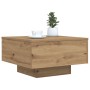Mesa de café con luces LED Roble Artesano 55x55x31 cm de , Mesas de centro - Ref: Foro24-862995, Precio: 65,39 €, Descuento: ...