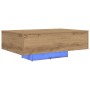 Mesa de café con luces LED Roble Artesano 85x55x31 cm de , Mesas de centro - Ref: Foro24-863010, Precio: 74,35 €, Descuento: %