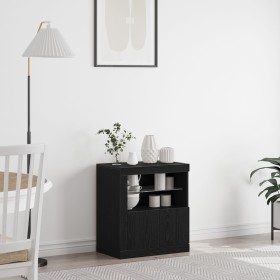 Sideboard con luces LED Negro Roble 60,5x37x67 cm de , Aparadores - Ref: Foro24-863014, Precio: 72,22 €, Descuento: -5%%