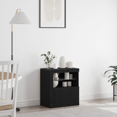 Sideboard con luces LED Negro Roble 60,5x37x67 cm de , Aparadores - Ref: Foro24-863014, Precio: 72,22 €, Descuento: -5%%