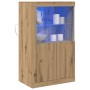 Aparador con Luces LED Roble Artesanal 60,5x37x100 cm de , Taquillas y armarios de almacenamiento - Ref: Foro24-863016, Preci...