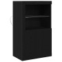 Aparador con Luces LED Roble Negro 60,5x37x100 cm de , Taquillas y armarios de almacenamiento - Ref: Foro24-863017, Precio: 9...