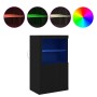 Aparador con Luces LED Roble Negro 60,5x37x100 cm de , Taquillas y armarios de almacenamiento - Ref: Foro24-863017, Precio: 9...