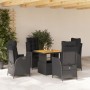 Set de muebles jardín 5 pzas con cojines ratán sintético negro en Conjuntos de jardín | Comprar online en Foru.es