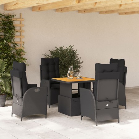 Set de muebles jardín 5 pzas con cojines ratán sintético negro en Conjuntos de jardín | Comprar online en Foru.es