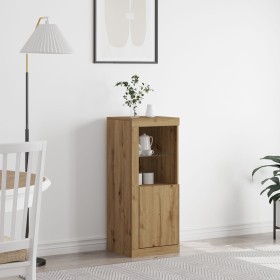 Aparador con Luces LED Roble Artisan 41x37x100 cm de , Aparadores - Ref: Foro24-863025, Precio: 72,45 €, Descuento: %