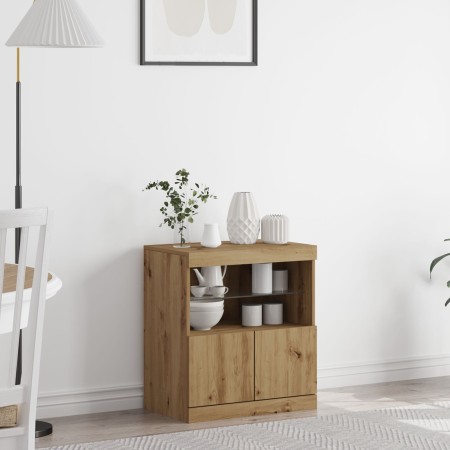 Sideboard de con luces LED Roble Artesano 60x37x67 cm de , Aparadores - Ref: Foro24-863028, Precio: 73,10 €, Descuento: %