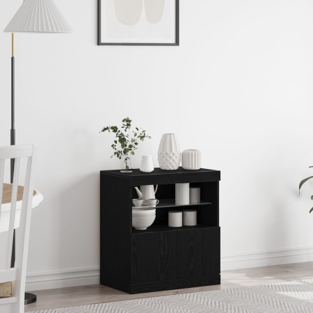 Aparador con luces LED Negro Roble 60x37x67 cm de , Aparadores - Ref: Foro24-863029, Precio: 77,52 €, Descuento: %