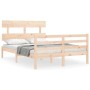 Estructura de cama con cabecero madera maciza 140x200 cm de vidaXL, Camas y somieres - Ref: Foro24-3195091, Precio: 116,98 €,...