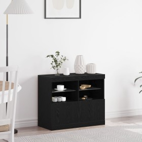 Aparador con Luces LED Roble Negro 81x37x67 cm de , Aparadores - Ref: Foro24-863032, Precio: 91,15 €, Descuento: %