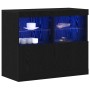 Aparador con Luces LED Roble Negro 81x37x67 cm de , Aparadores - Ref: Foro24-863032, Precio: 91,15 €, Descuento: %