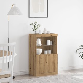 Buffet con luces LED Roble Artesanal 60x37x100 cm de , Aparadores - Ref: Foro24-863034, Precio: 86,20 €, Descuento: -5%%