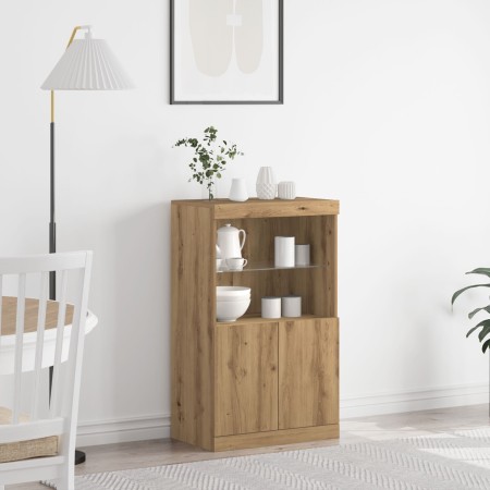 Buffet con luces LED Roble Artesanal 60x37x100 cm de , Aparadores - Ref: Foro24-863034, Precio: 86,20 €, Descuento: -5%%
