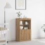Buffet con luces LED Roble Artesanal 60x37x100 cm de , Aparadores - Ref: Foro24-863034, Precio: 86,20 €, Descuento: -5%%
