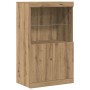 Buffet con luces LED Roble Artesanal 60x37x100 cm de , Aparadores - Ref: Foro24-863034, Precio: 86,20 €, Descuento: -5%%