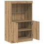 Buffet con luces LED Roble Artesanal 60x37x100 cm de , Aparadores - Ref: Foro24-863034, Precio: 86,20 €, Descuento: -5%%